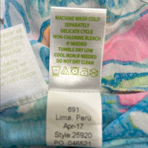 Lilly Pulitzer Blue and Pink Ruffled Blouse - Picture 4 of 8